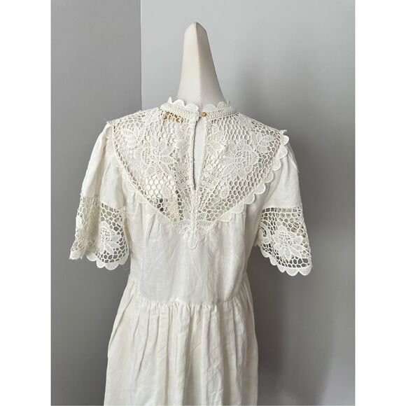 ULLA JOHNSON  Lace-Embellished Short-Sleeve Dress - Picture 10 of 12